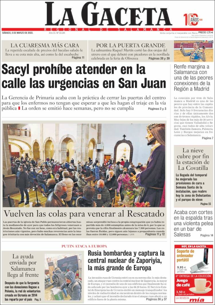 Portada de La Gaceta de Salamanca (Espa&ntilde;a)