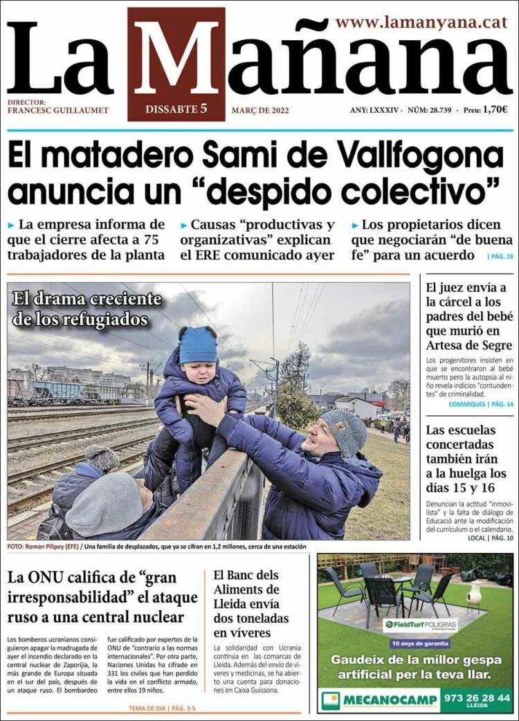 Portada de La Mañana - Diari de Ponent (Espa&ntilde;a)