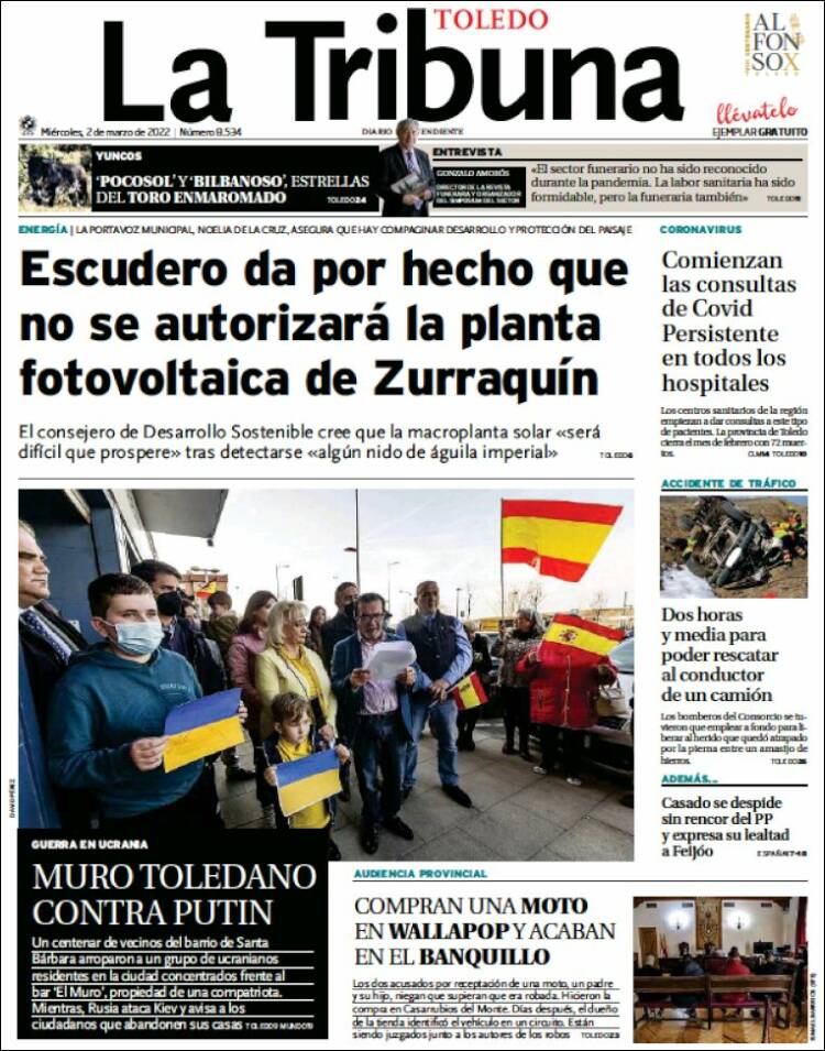 Portada de La Tribuna de Toledo (Espa&ntilde;a)