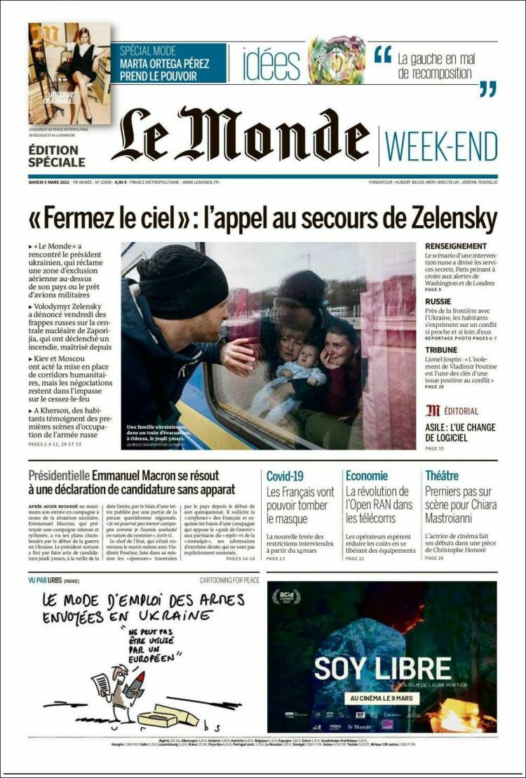 Portada de Le Monde (Francia)