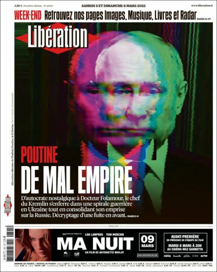 Portada de Libération (Francia)