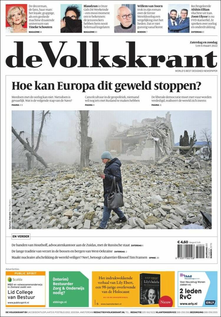 Portada de De Volkskrant (Pa&iacute;ses Bajos)