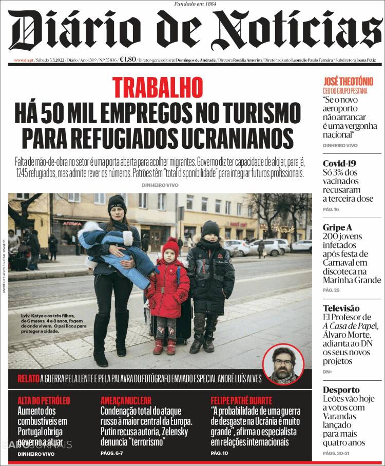 Portada de Diário de Noticias (Portugal)
