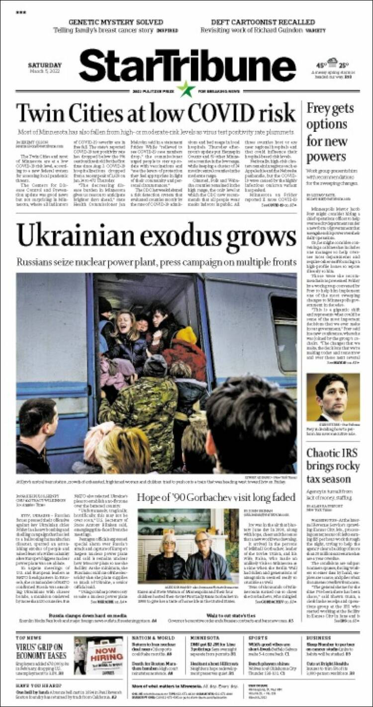 Portada de Star Tribune (USA)