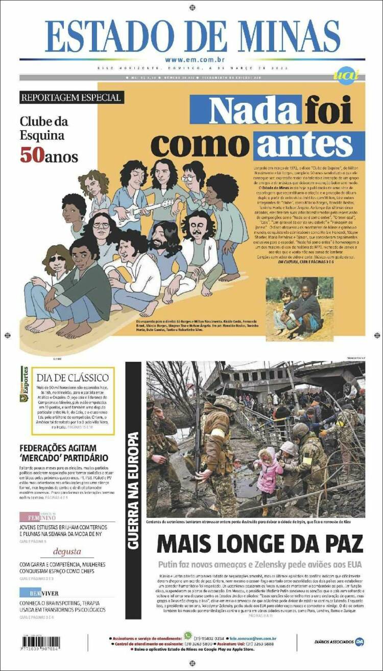Portada de Jornal Estado de Minas (Brasil)