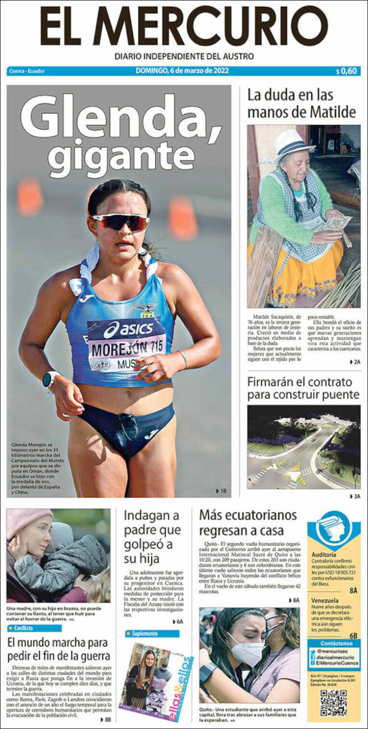 Portada de Diario El Mercurio (Ecuador)
