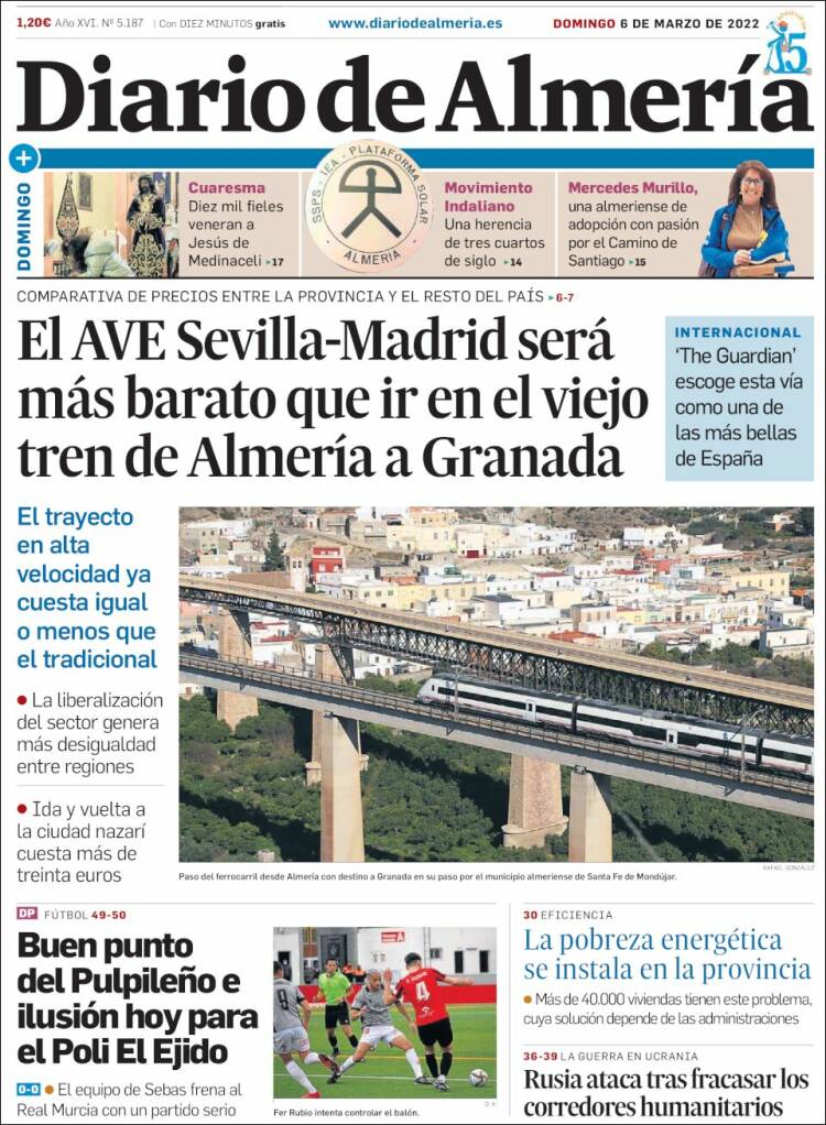 Portada de Diario de Almería (España)