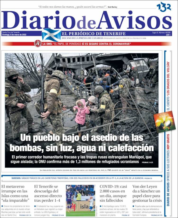 Portada de Diarios de Avisos (España)