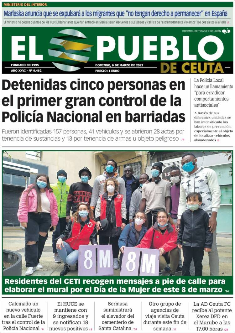 Portada de El Pueblo de Ceuta (España)