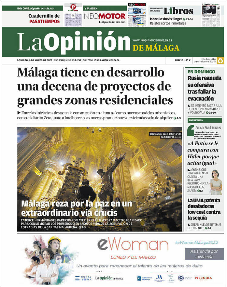 Portada de La Opinión de Málaga (España)