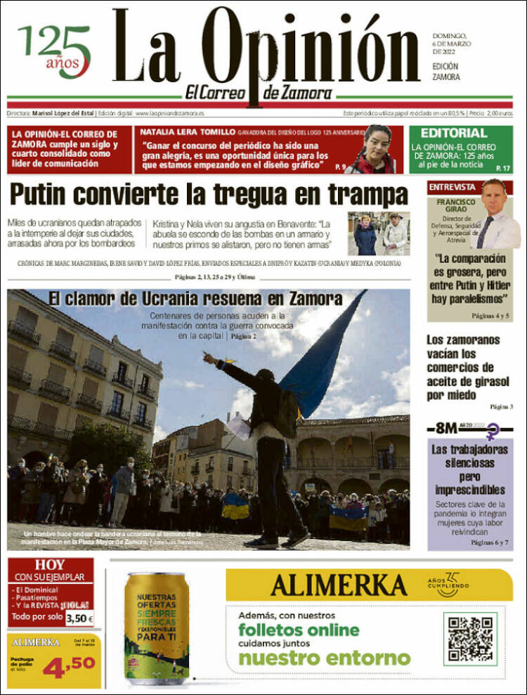 Portada de La Opinión - El Correo de Zamora (España)