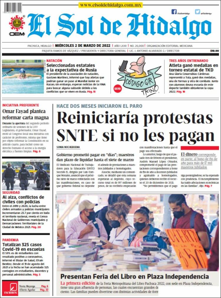 Portada de El Sol de Hidalgo (México)
