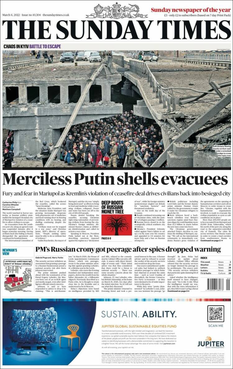 Portada de The Times (Reino Unido)