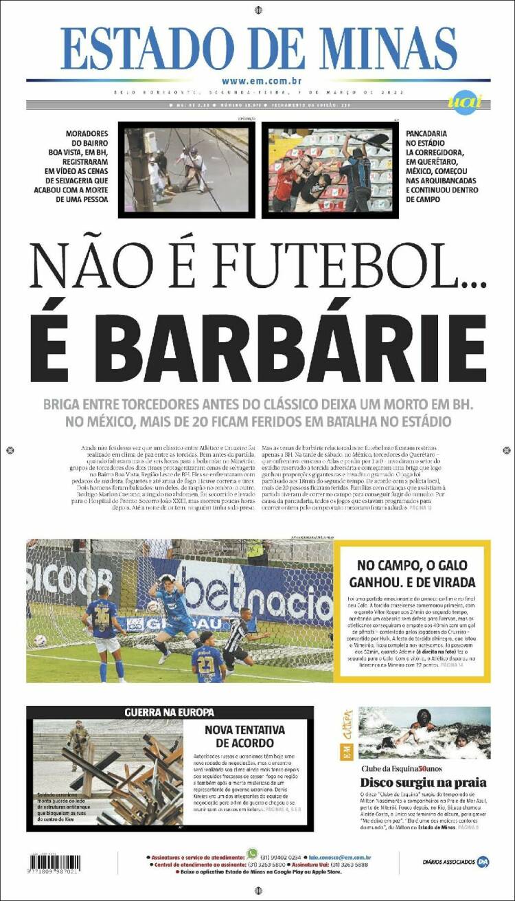 Portada de Jornal Estado de Minas (Brasil)
