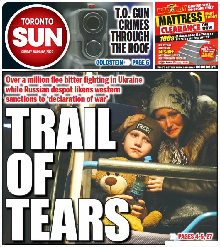 Portada de The Toronto Sun (Canadá)