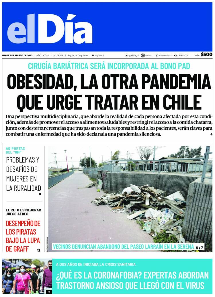 Portada de El Día (Chile)