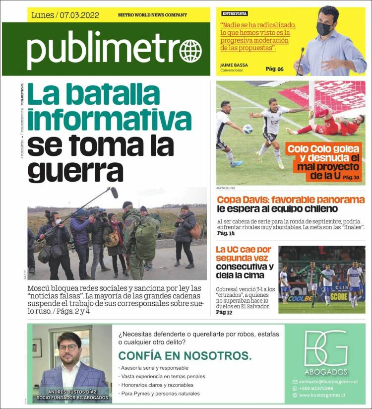 Portada de Publimetro (Chile)