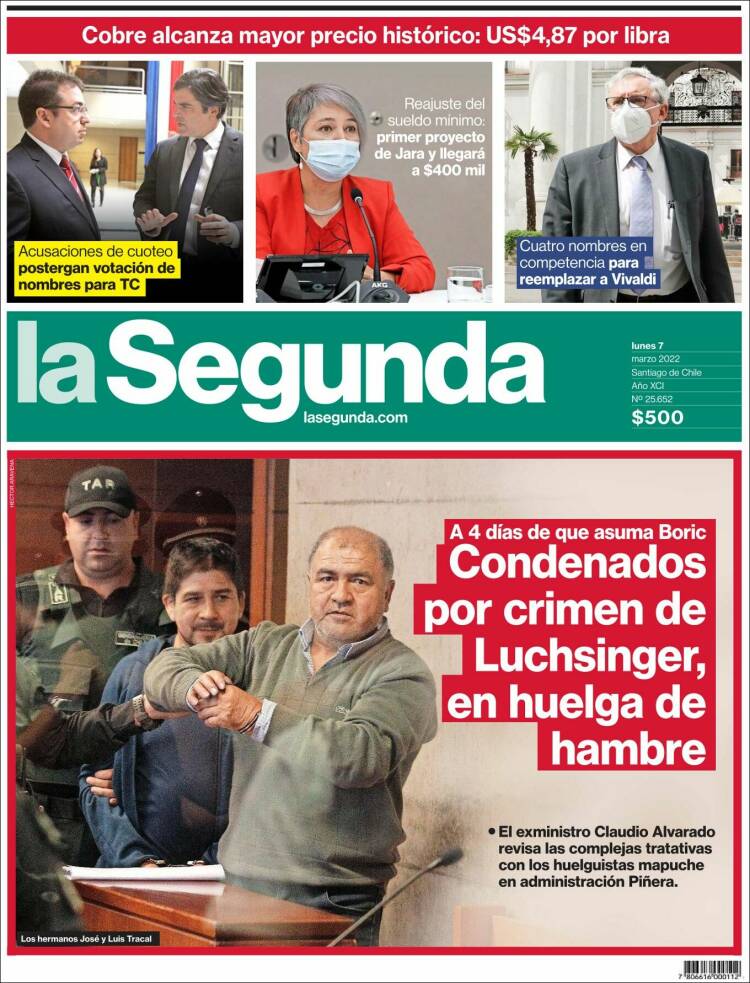 Portada de La Segunda (Chile)