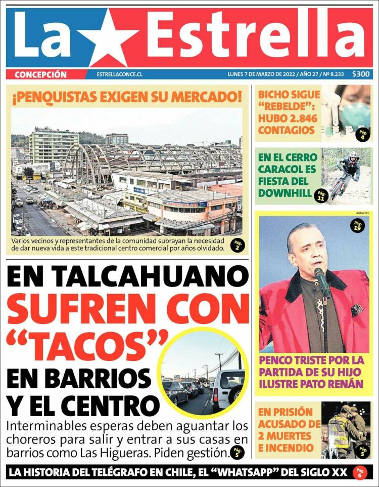 Portada de La Estrella de Concepción (Chile)