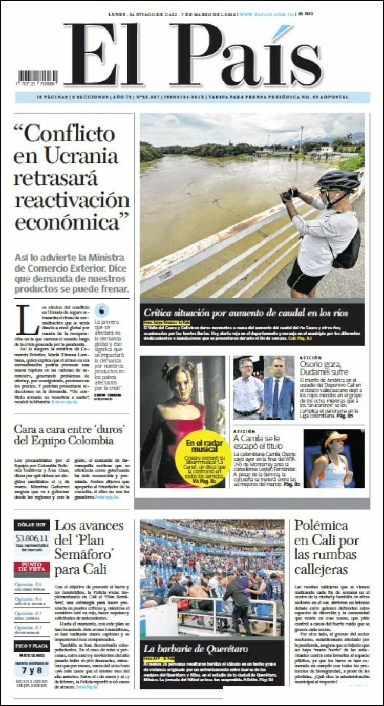 Portada de El País - Cali (Colombia)