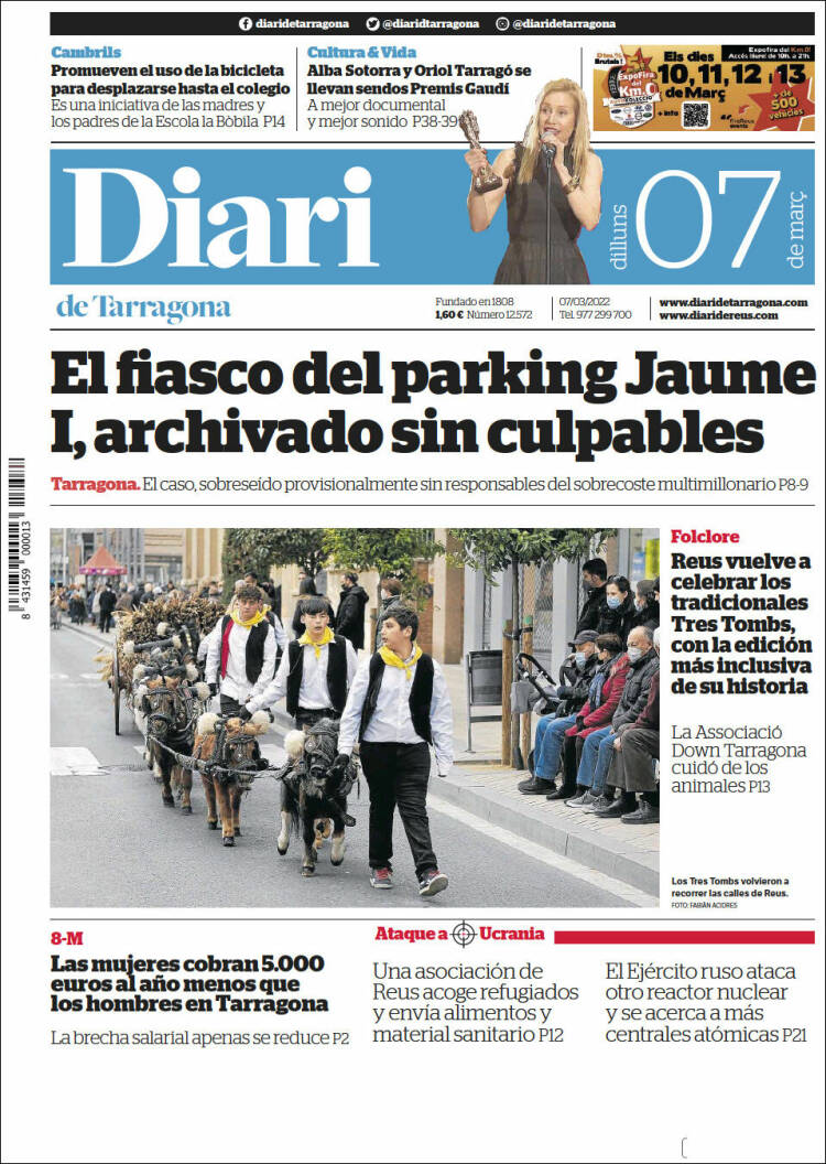 Portada de Diari de Tarragona (España)