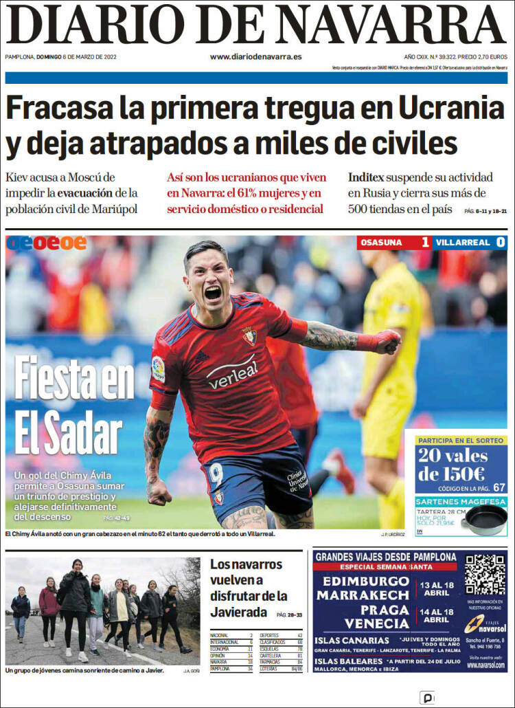 Portada de Diario de Navarra (España)