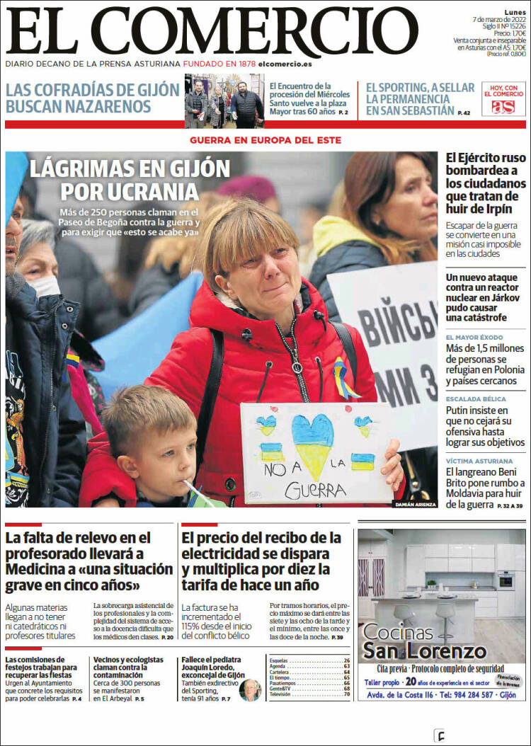 Portada de El Comercio (España)