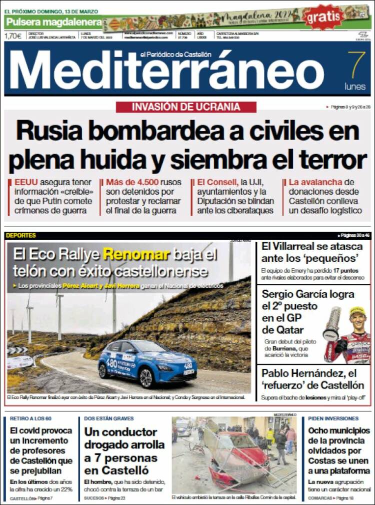 Portada de El Periódico Mediterraneo (España)