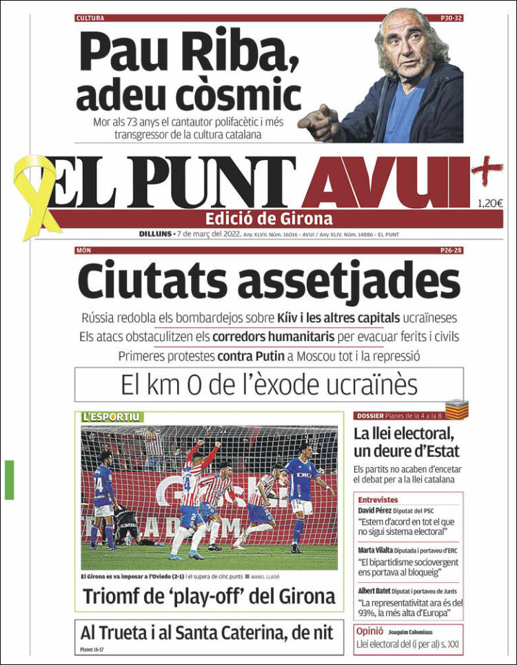 Portada de El Punt Avui - Girona (Spain)
