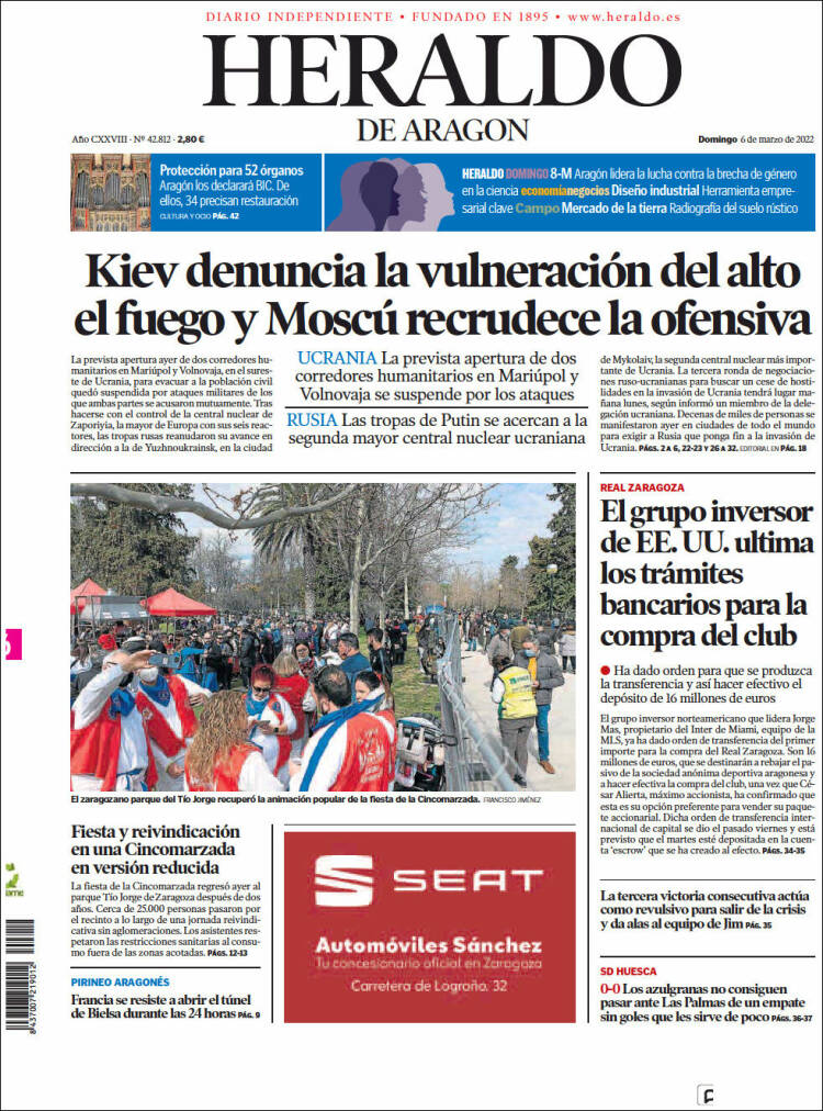 Portada de Heraldo de Aragón (Spain)