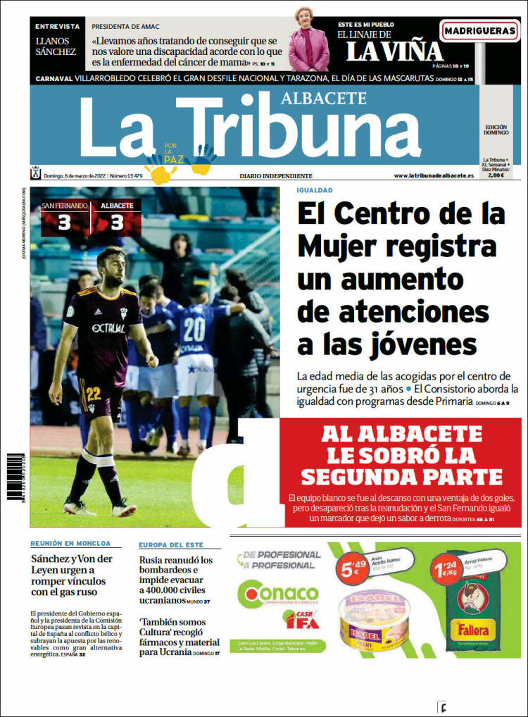 Portada de La Tribuna de Albacete (España)