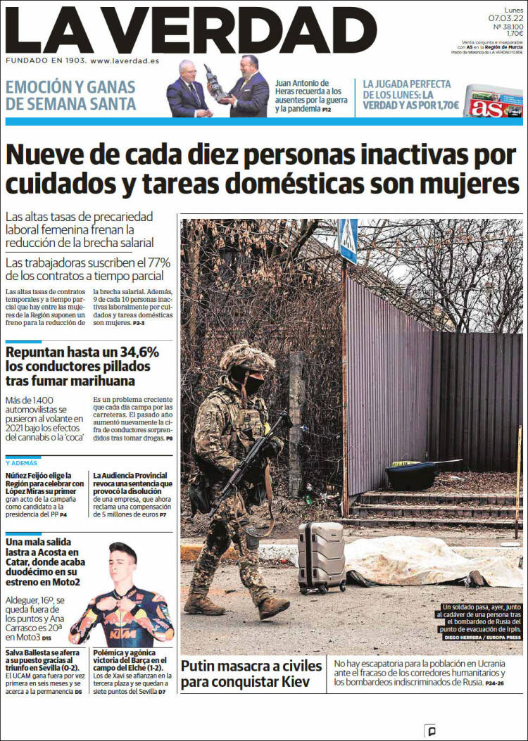 Portada de La Verdad de Murcia (España)