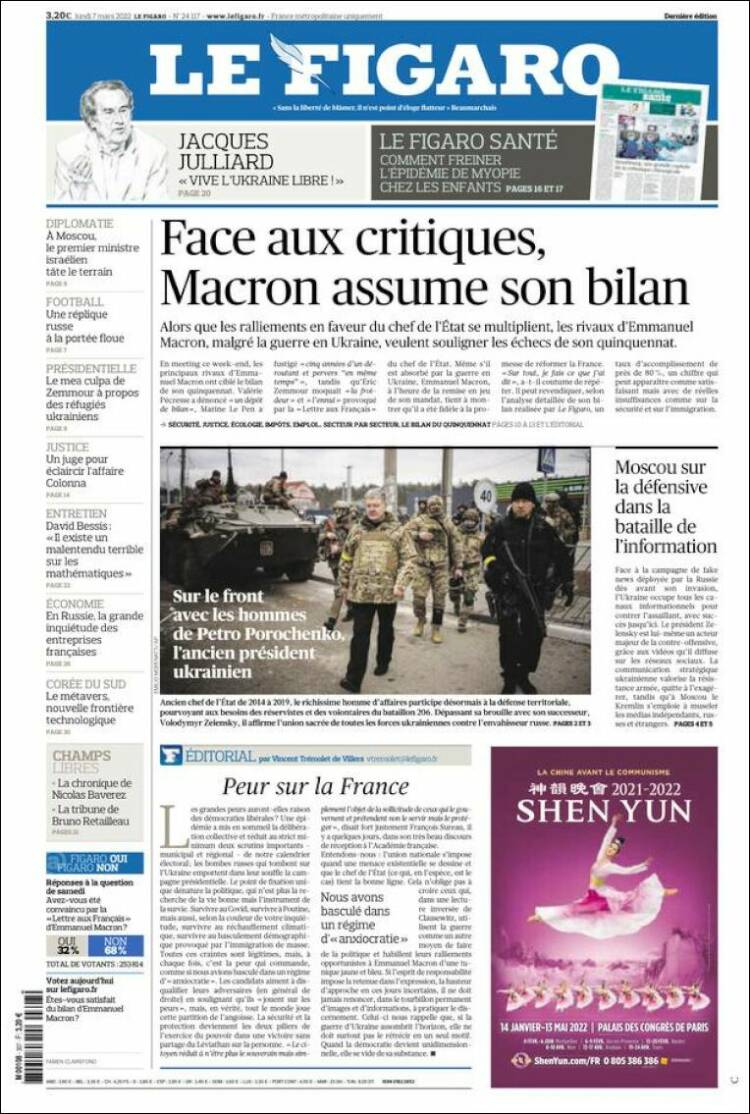 Portada de Le Figaro (Francia)