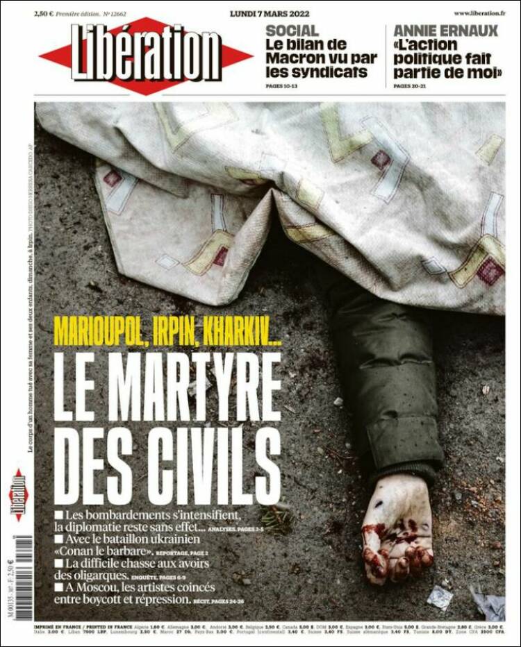 Portada de Libération (Francia)
