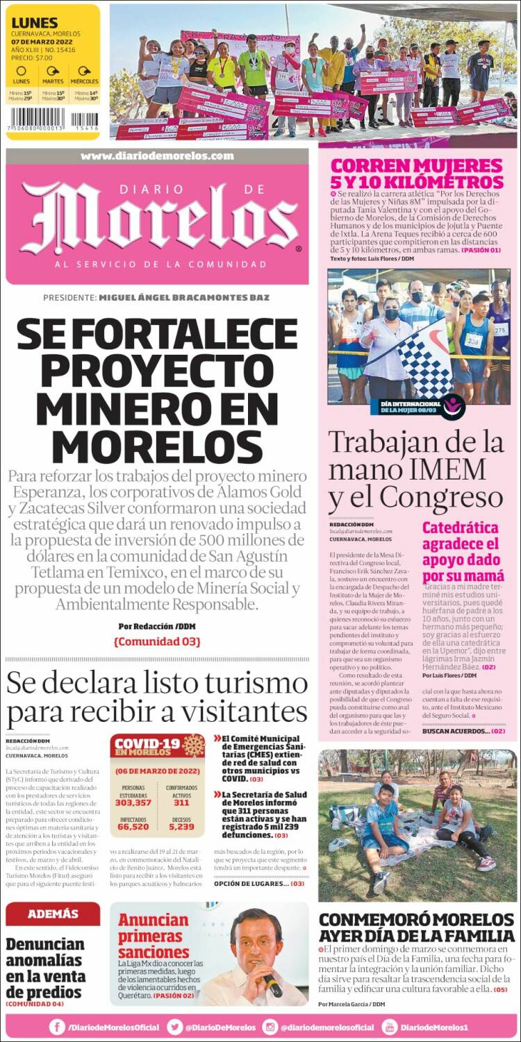 Portada de Diario de Morelos (México)