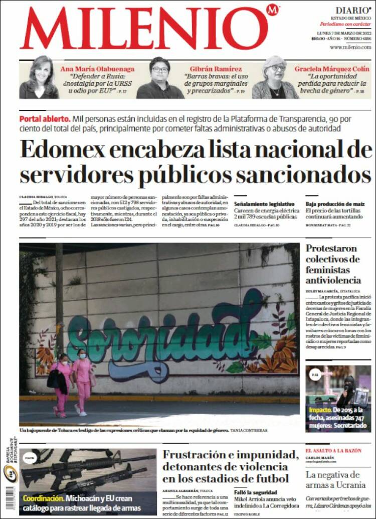 Portada de Milenio - Estado de México (México)