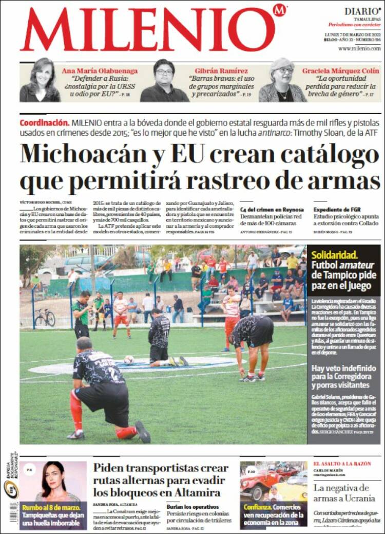 Portada de Milenio - Tamaulipas (México)