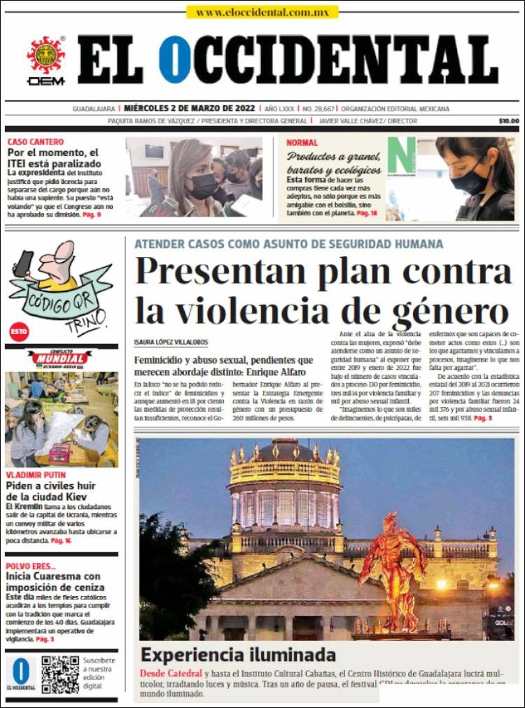 Portada de El Occidental (México)