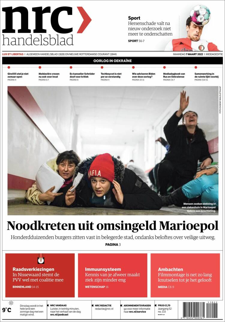 Portada de NRC Handelsblad (Pa&iacute;ses Bajos)
