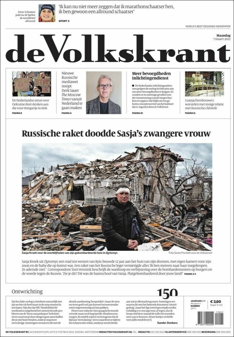 Portada de De Volkskrant (Pa&iacute;ses Bajos)
