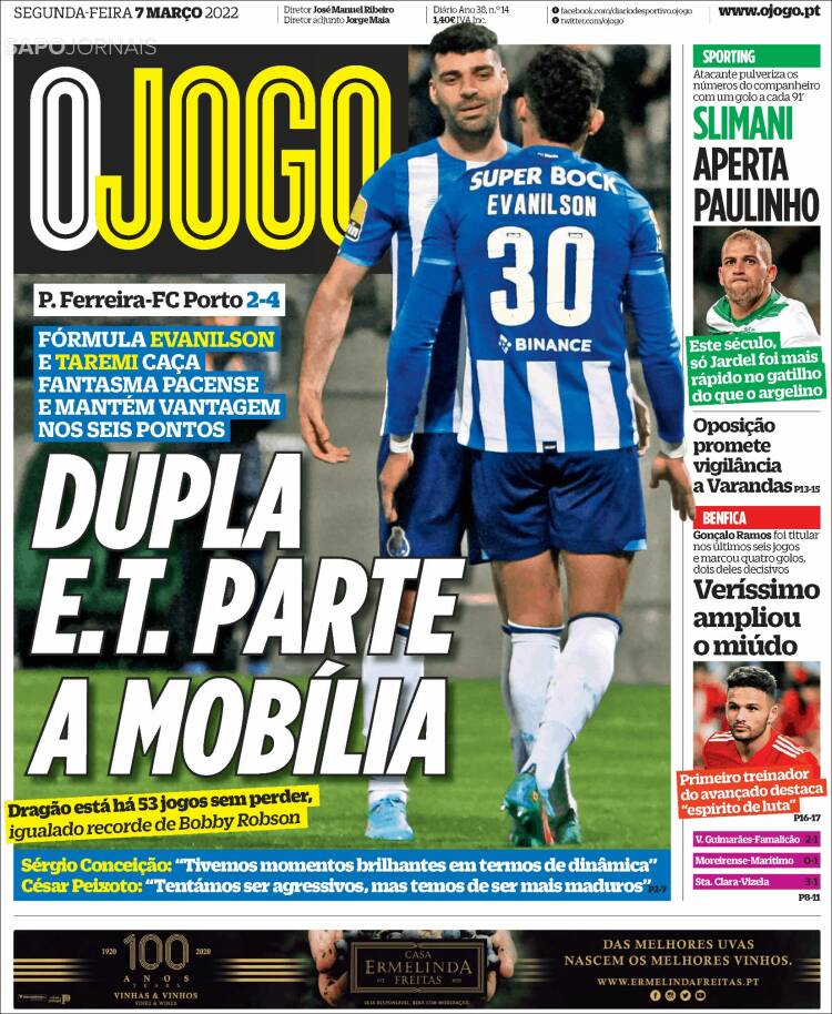 Portada de O Jogo (Portugal)