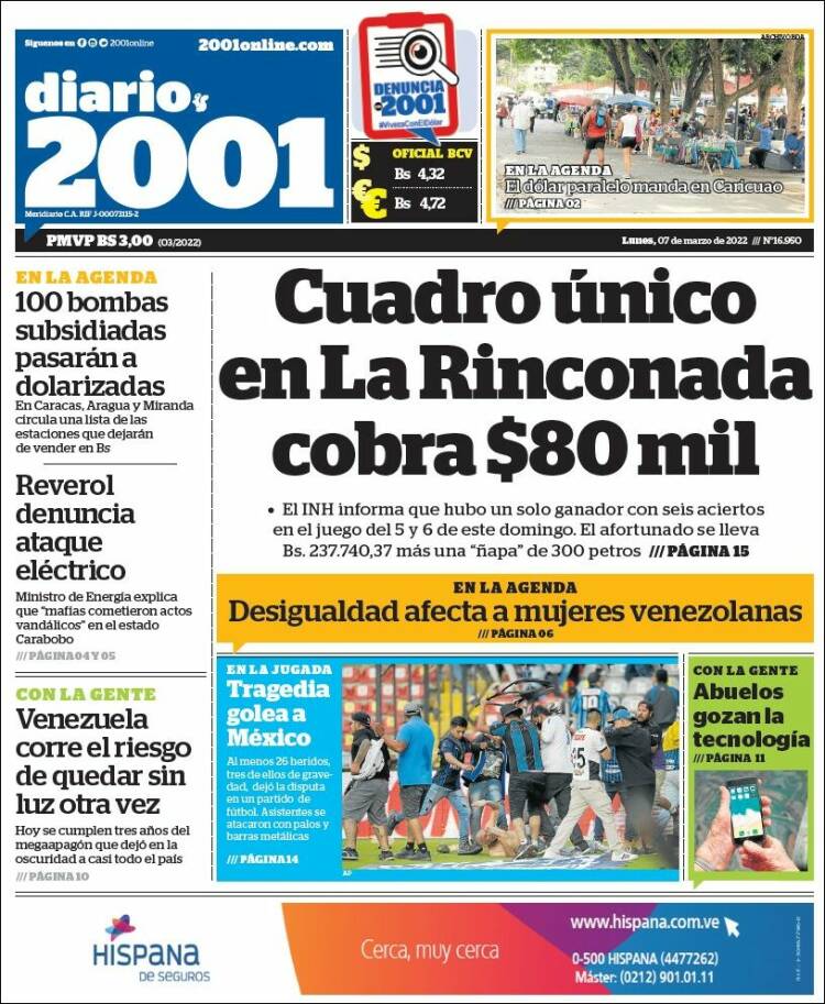 Portada de 2001 - Dosmiluno (Venezuela)