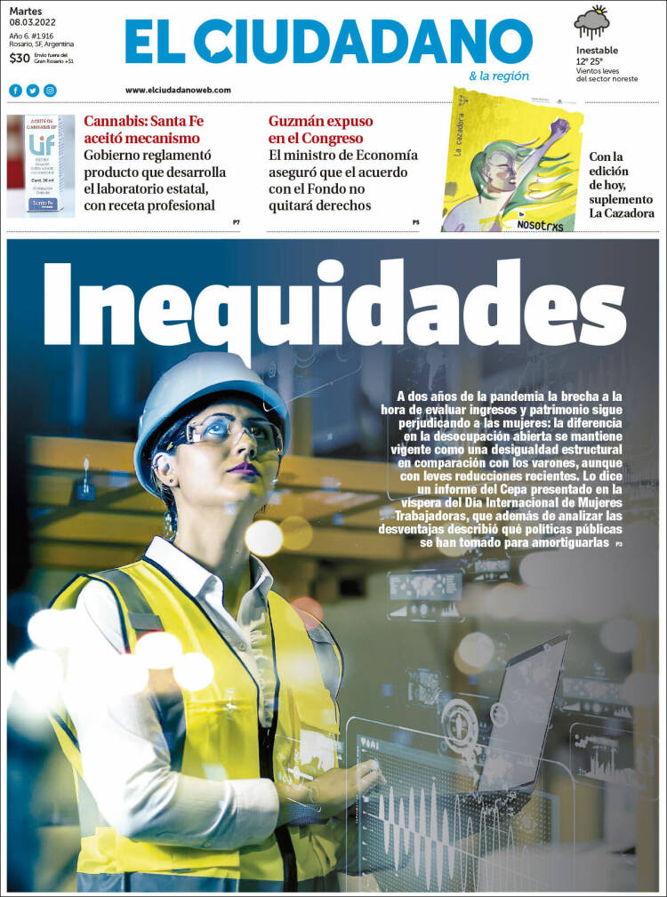 Portada de Diario El Ciudadano (Argentina)