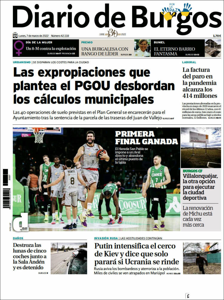 Portada de Diario de Burgos (España)