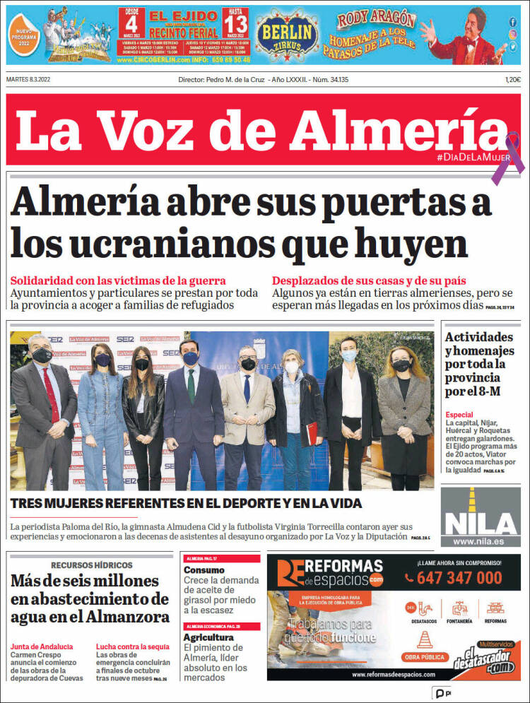 Portada de La Voz de Almería (España)