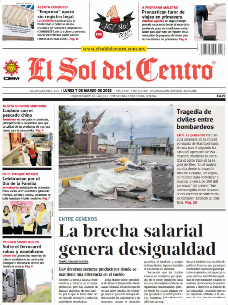 Portada de El Sol del Centro (México)