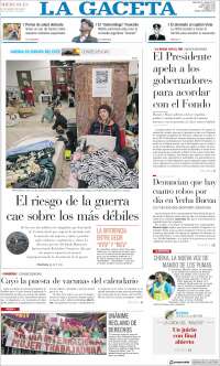 Portada de La Gaceta (Argentina)