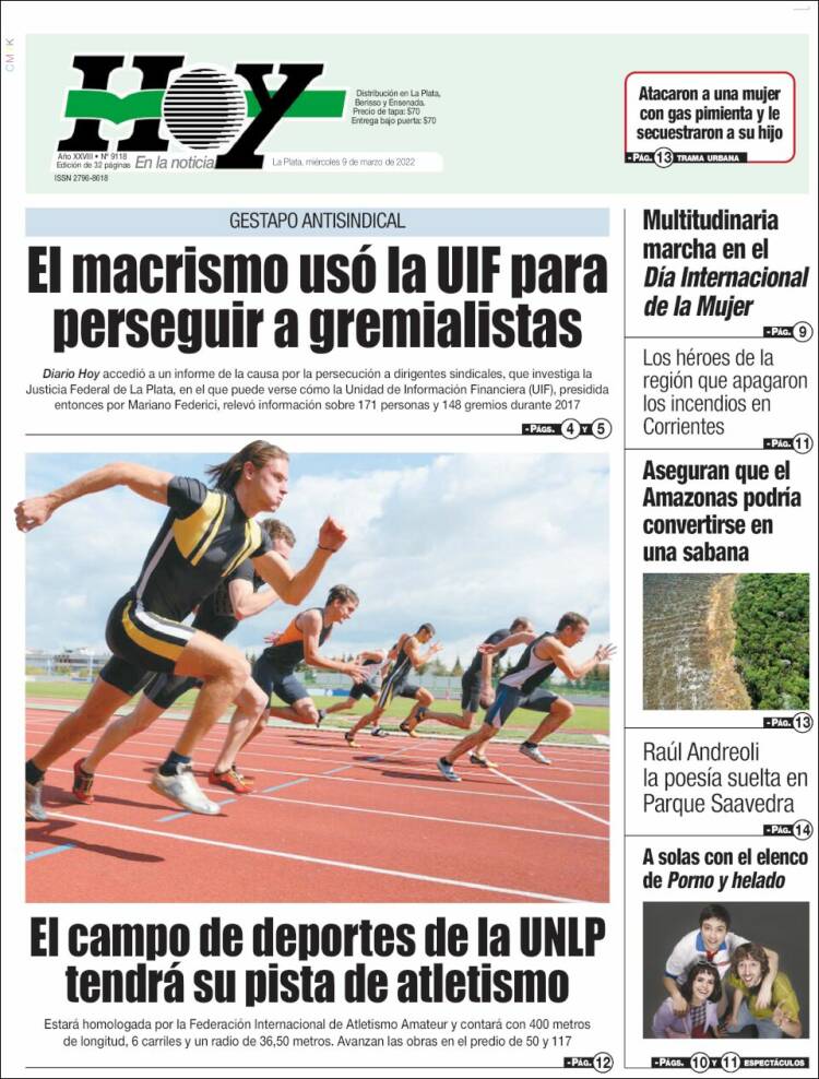 Portada de Diario Hoy (Argentina)