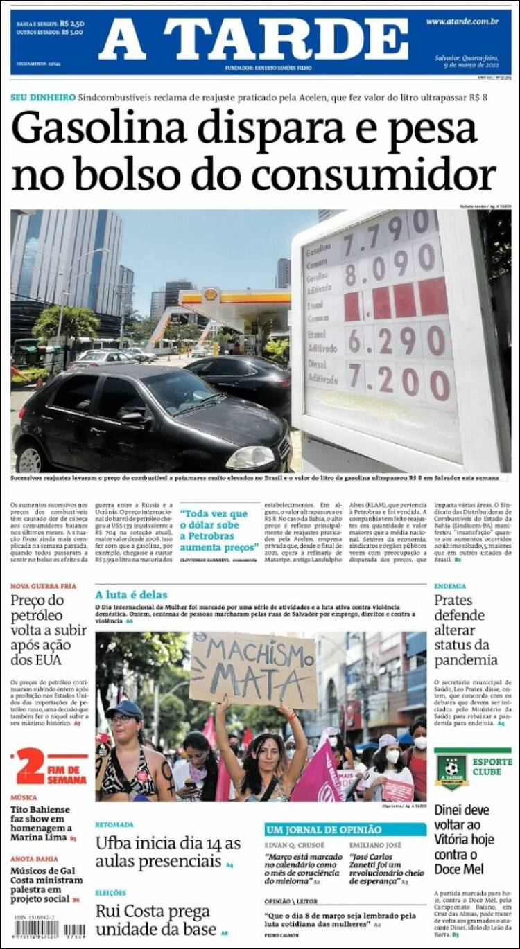 Portada de Diário A Tarde (Brasil)