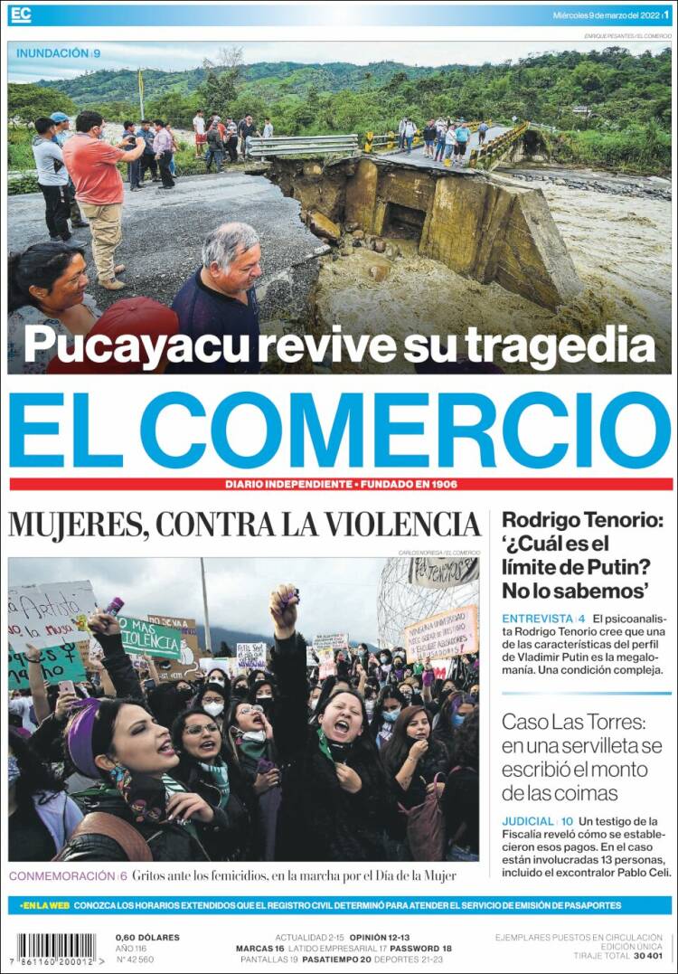 Portada de El Comercio (Ecuador)